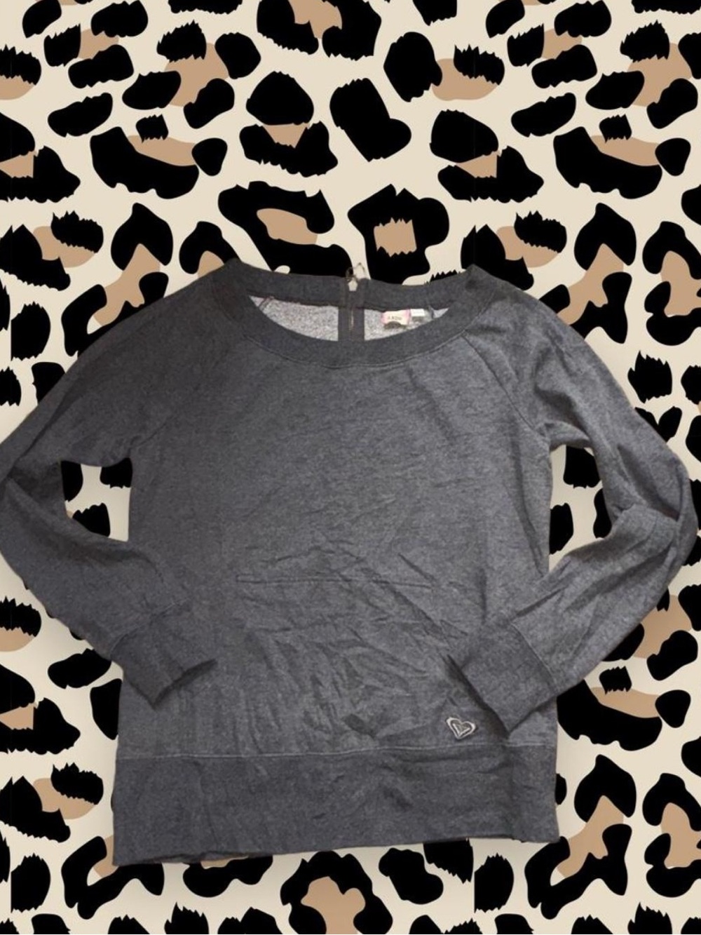 Y2k Style Roxy Dark Gray Sweatshirt Heart Zipper Pullover